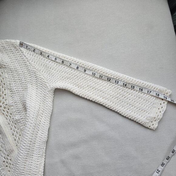 Ann Taylor Ivory Lace Crochet Sweater Cardigan Sz MP (710) - Picture 14 of 14